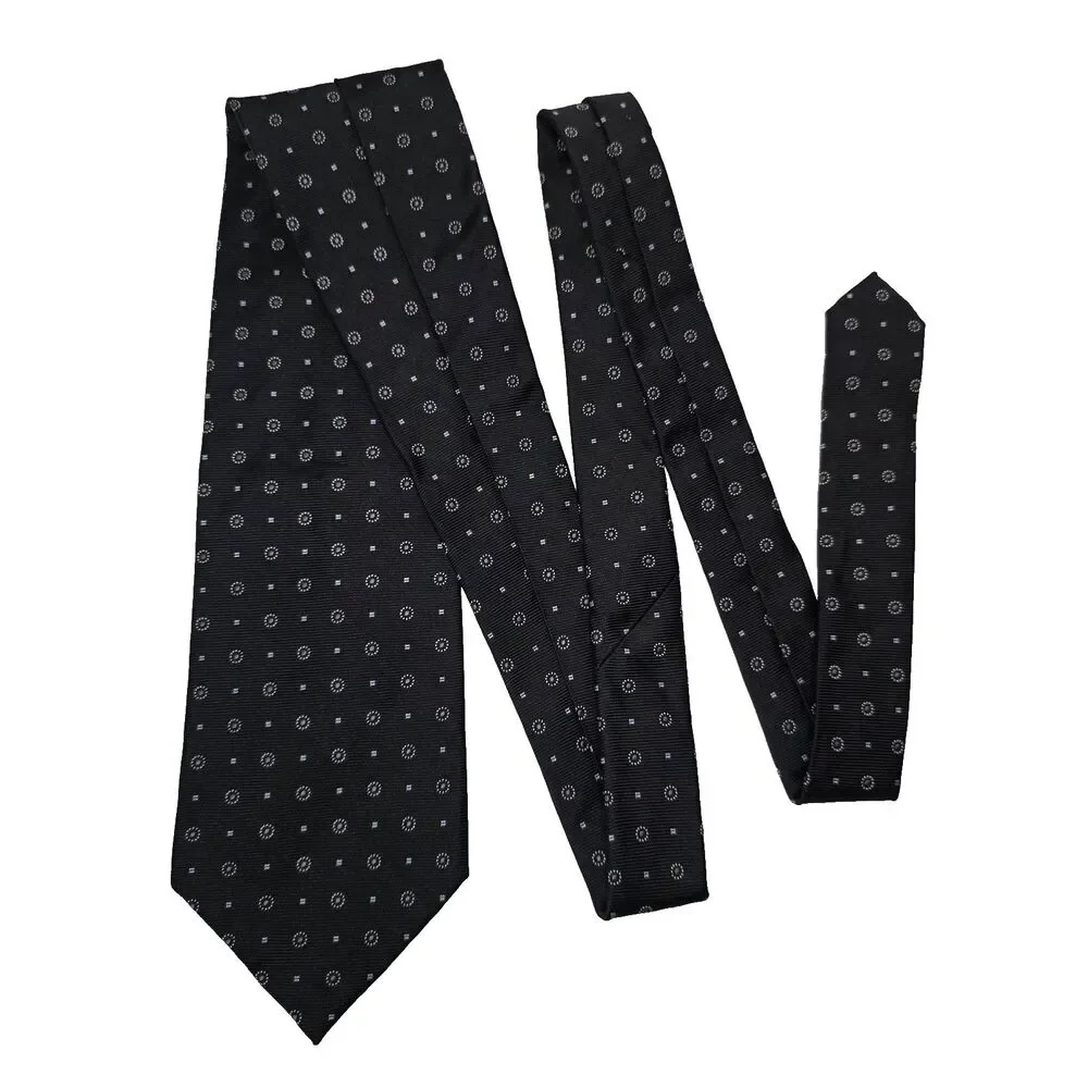 Jos. A. Bank Silk Neck Tie – Men’s Geometric Black/Gray, Made in USA, Designer